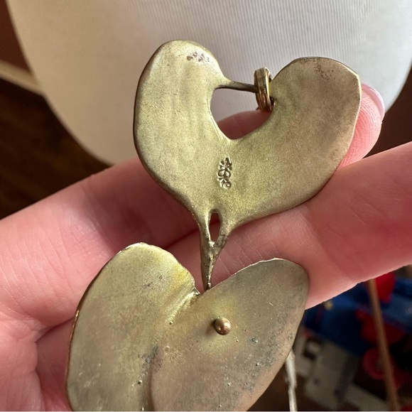 Michael Michard Eucalyptus metal leaf necklace lobster clasp - Picture 5 of 7